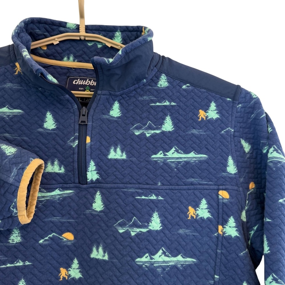 Chubbies Sasquatch Mountain Quilted Quarter Zip Pullover Mens Blue Large